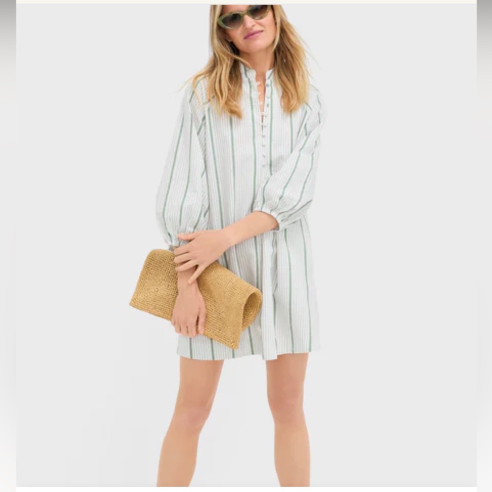 Tuckernuck strip White and Green Seersucker dress